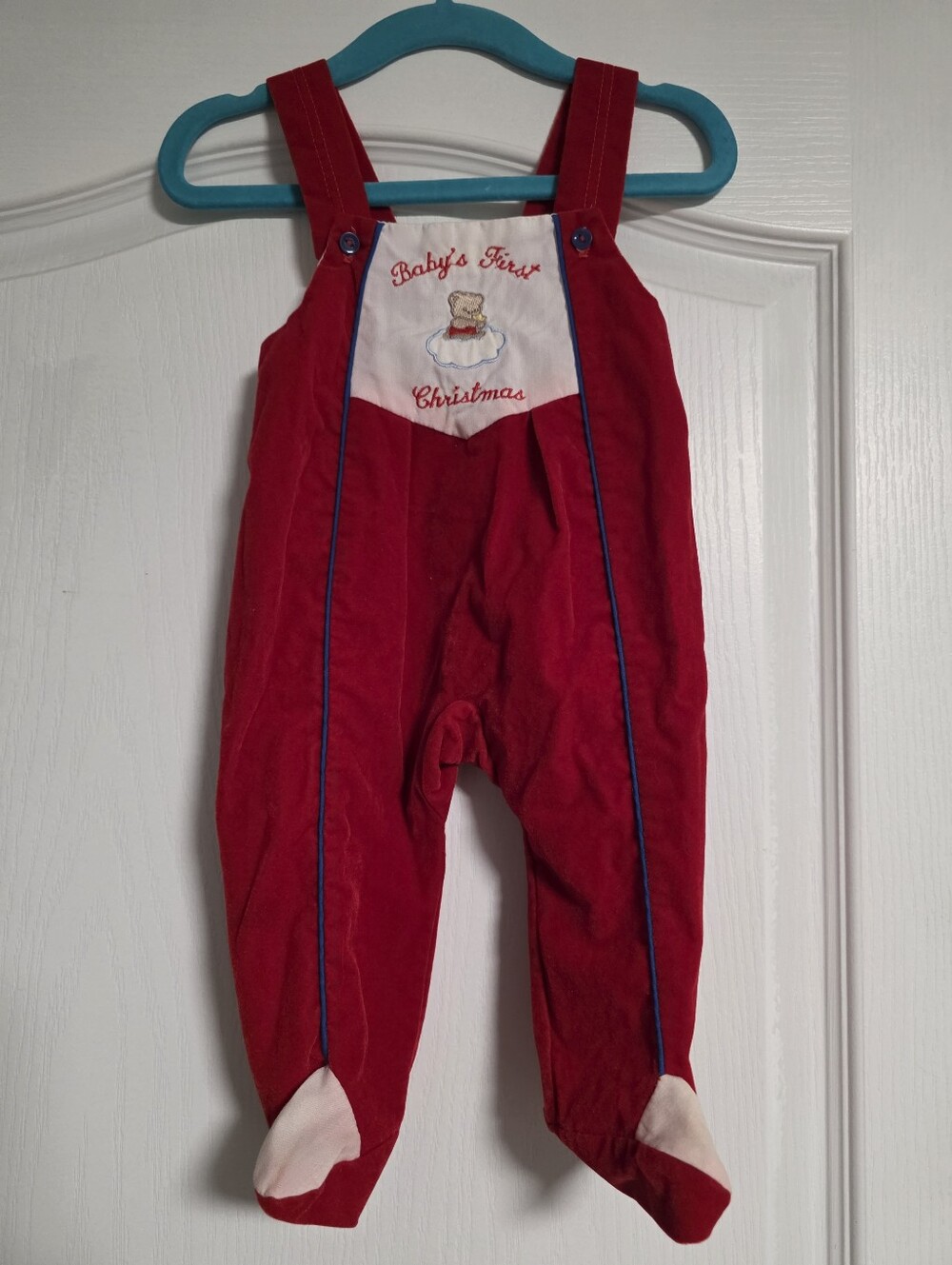 Vintage Baby's First Christmas Footed Overalls